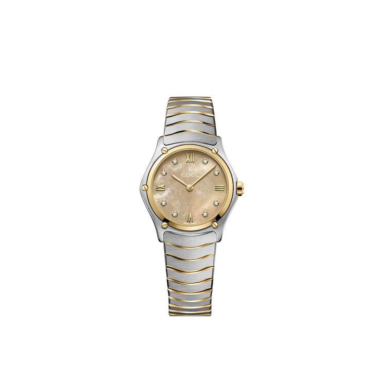 Ebel horloge met een kast in staal, met een wijzerplaat in het parelmoer met  briljant en een diameter van 29