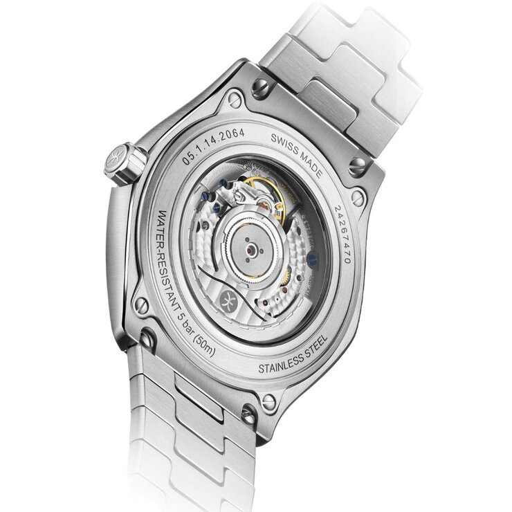 Ebel horloge met een kast in staal, met een wijzerplaat in het blauw en een diameter van 42