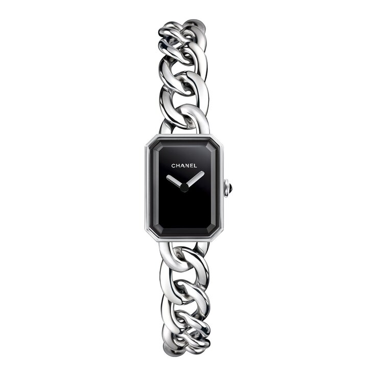 CHANEL horloge met een kast in staal, met een wijzerplaat in het zwart en een diameter van 16 x 22