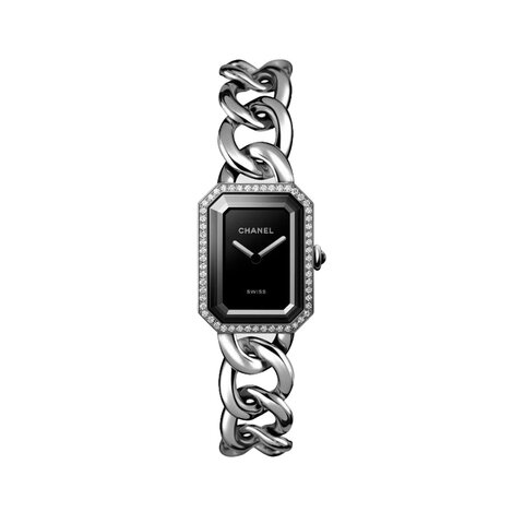 CHANEL horloge met een kast in staal, met een wijzerplaat in het zwart en een diameter van 20 x 26 mm