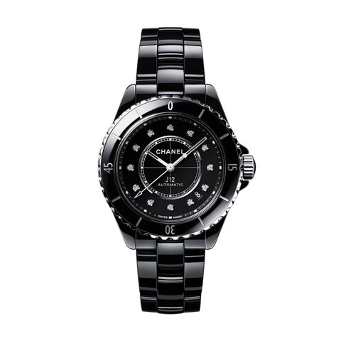 CHANEL horloge met een kast in keramiek, met een wijzerplaat in het zwart en een diameter van 38 mm