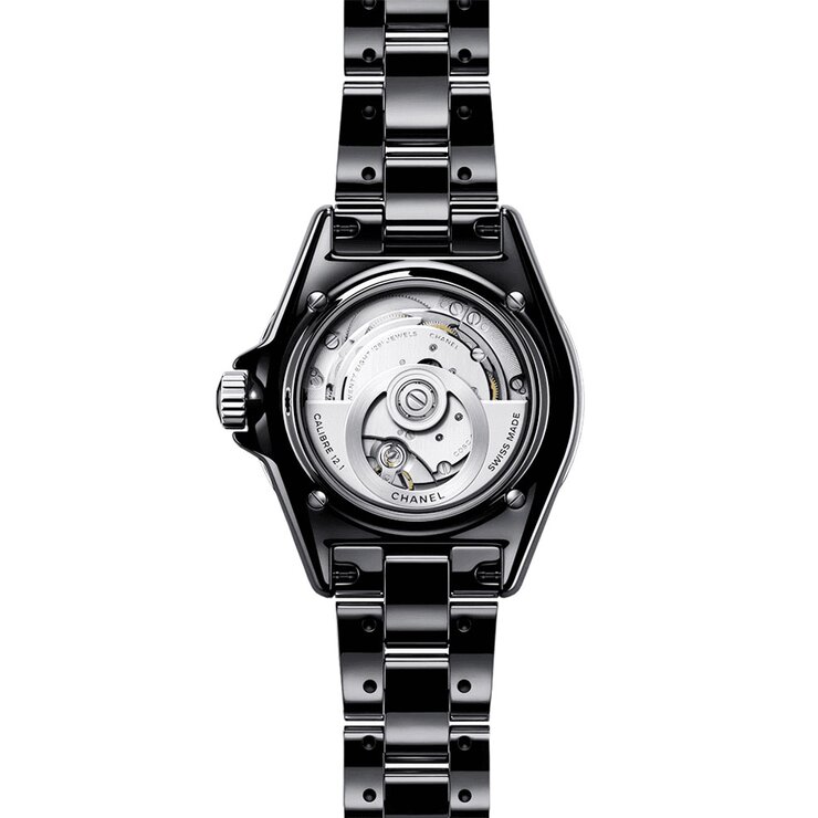 CHANEL horloge met een kast in keramiek, met een wijzerplaat in het zwart en een diameter van 38