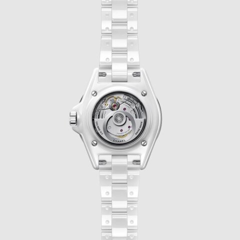 CHANEL horloge met een kast in keramiek, met een wijzerplaat in het wit en een diameter van 33 mm