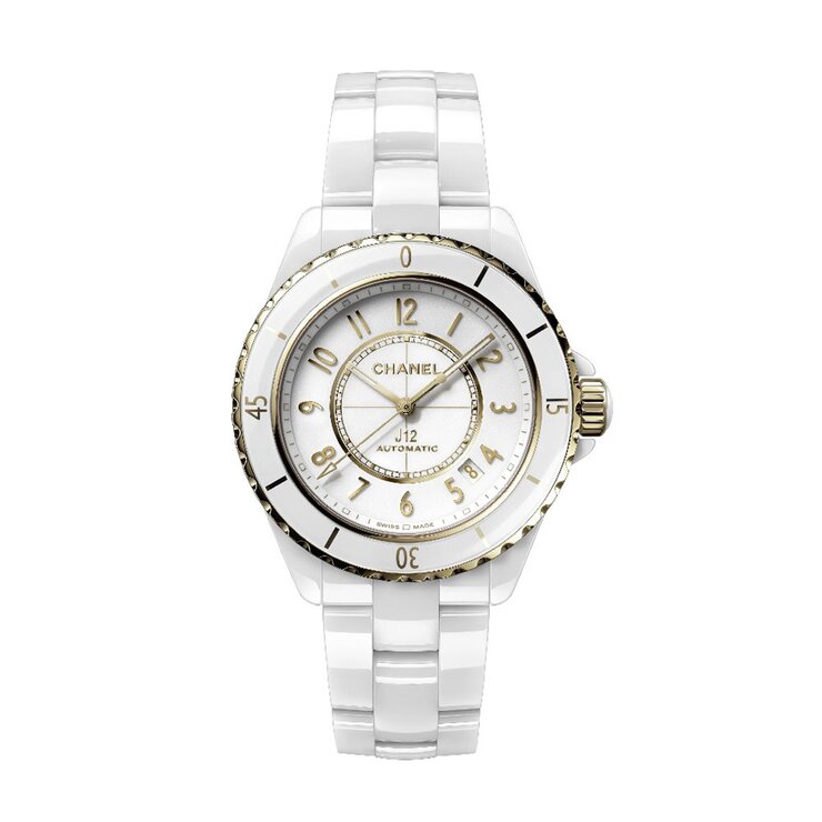 CHANEL horloge met een kast in keramiek, met een wijzerplaat in het wit en een diameter van 38