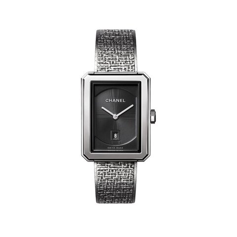 CHANEL horloge met een kast in staal, met een wijzerplaat in het zwart en een diameter van 26.7 x 34.6 mm
