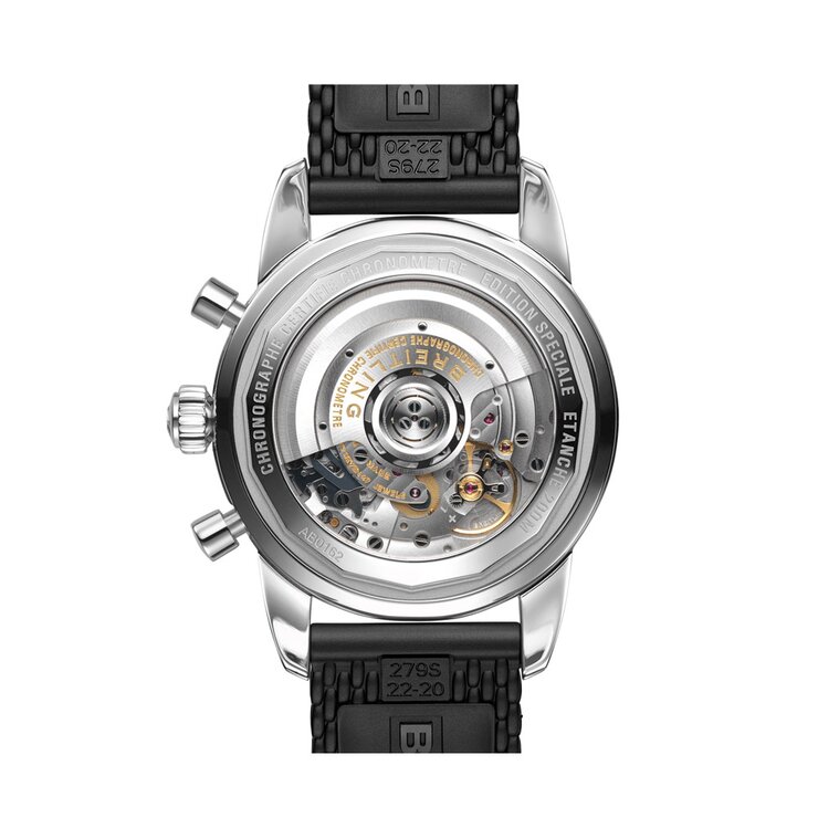 Breitling horloge met een kast in staal, met een wijzerplaat in het grijs en een diameter van 44 mm