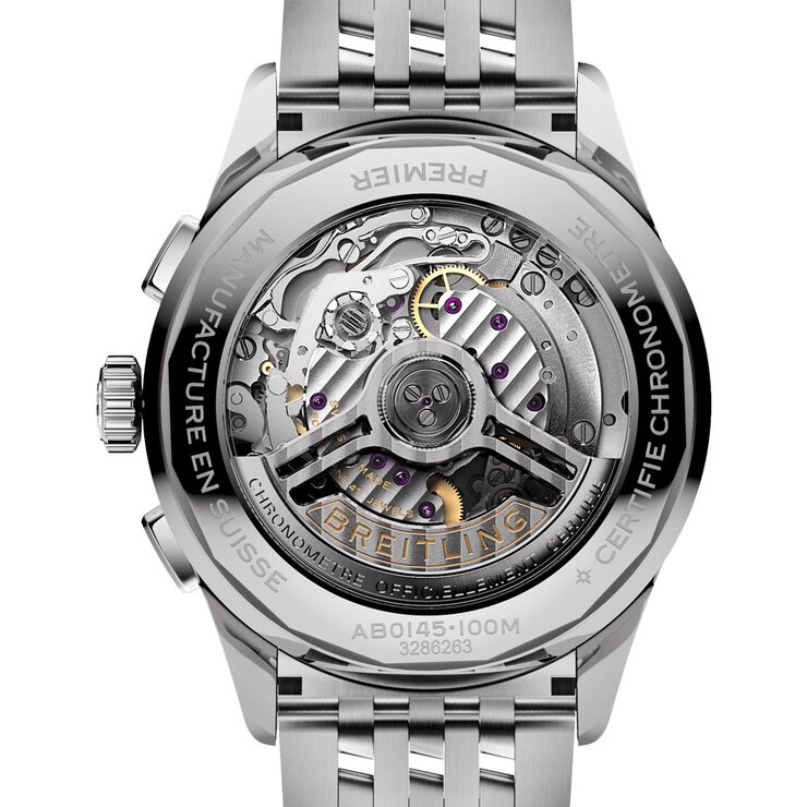montre Breitling avec un boîtier en acier, un cadran beige et un diamètre de 42