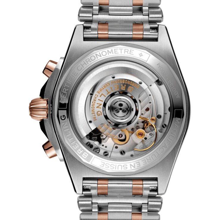 montre Breitling avec un boîtier en acier, un cadran gris et un diamètre de 42