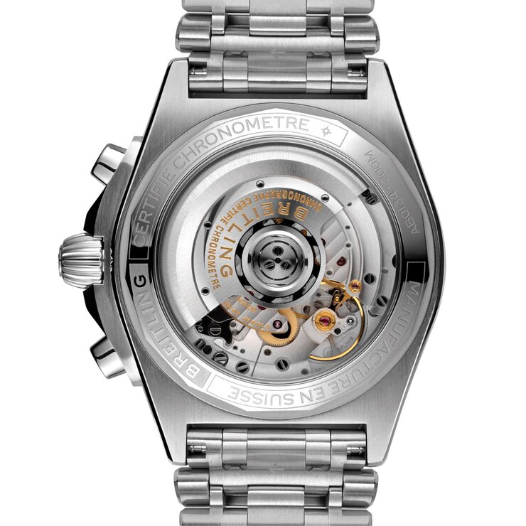 Breitling horloge met een kast in staal, met een wijzerplaat in het zilver en een diameter van 42