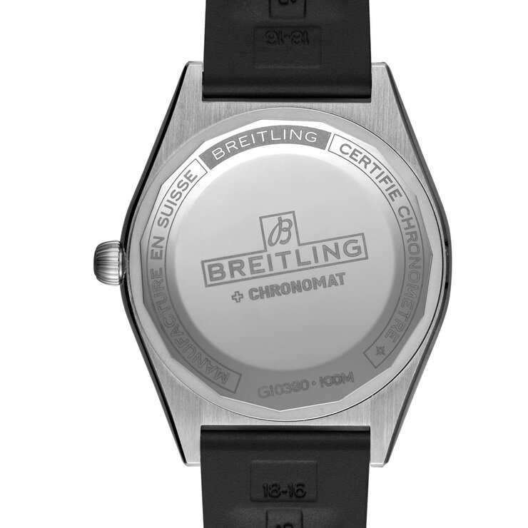 montre Breitling avec un boîtier en acier, un cadran bleu avec diamant et un diamètre de 36 mm
