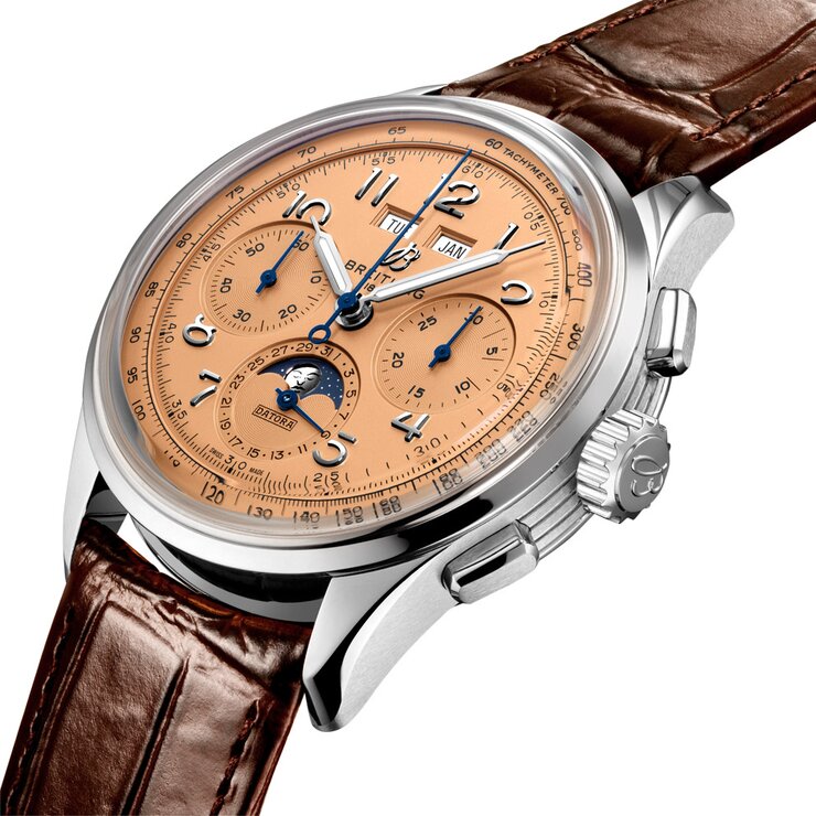 Breitling horloge met een kast in staal, met een wijzerplaat in het rosé en een diameter van 42 mm