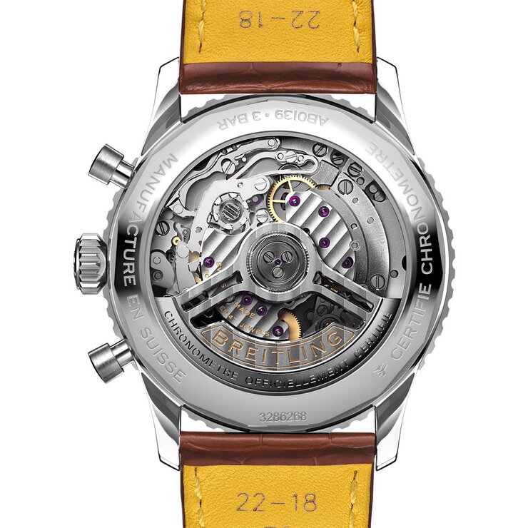 Breitling horloge met een kast in staal, met een wijzerplaat in het zilver en een diameter van 41 mm