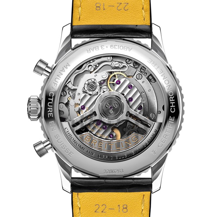 Breitling horloge met een kast in staal, met een wijzerplaat in het blauw en een diameter van 41