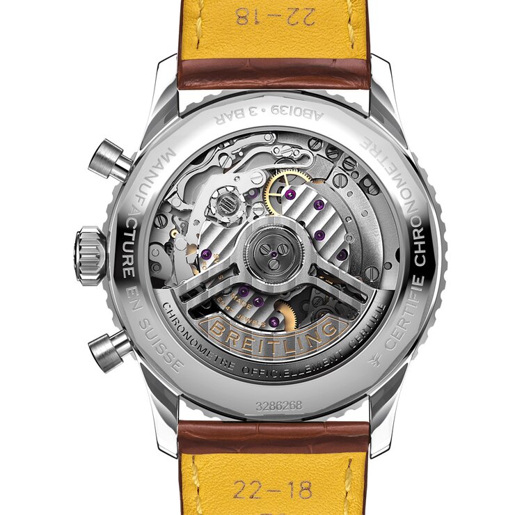 Breitling horloge met een kast in staal, met een wijzerplaat in het groen en een diameter van 41