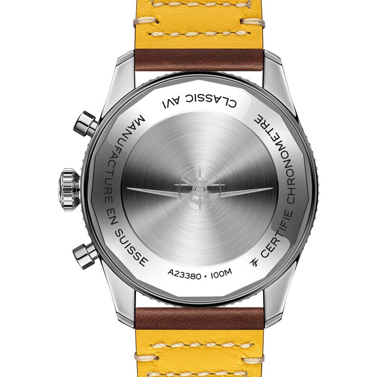 Breitling horloge met een kast in staal, met een wijzerplaat in het groen en een diameter van 42 mm