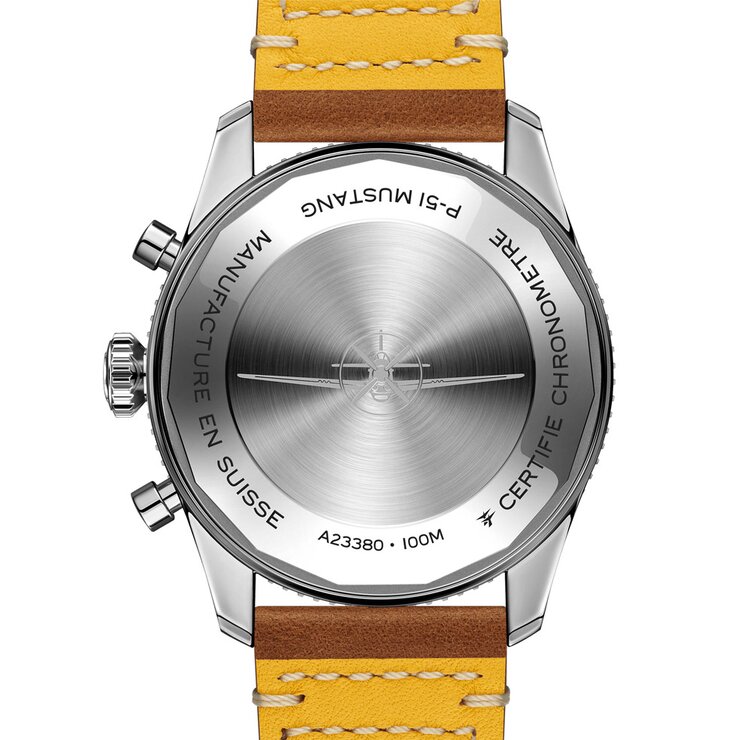 Breitling horloge met een kast in staal, met een wijzerplaat in het zwart en een diameter van 42