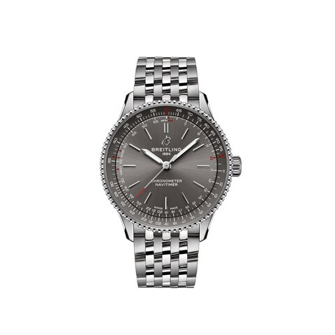 Breitling horloge met een kast in staal, met een wijzerplaat in het grijs en een diameter van 36 mm