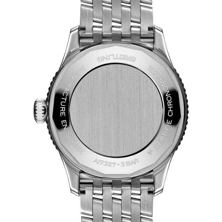 Breitling horloge met een kast in staal, met een wijzerplaat in het beige en een diameter van 36