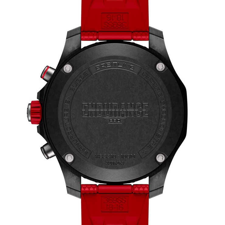 montre Breitling avec un boîtier en breitlight, un cadran noir et un diamètre de 38