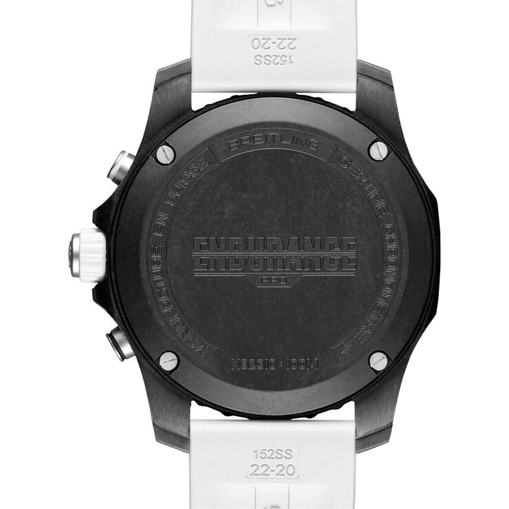 Breitling horloge met een kast in breitlight, met een wijzerplaat in het zwart en een diameter van 38 mm