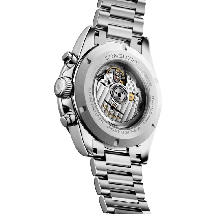 Longines horloge met een kast in staal, met een wijzerplaat in het zilver en een diameter van 42 mm