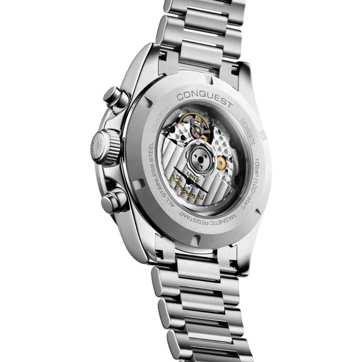 Longines horloge met een kast in keramiek op staal, met een wijzerplaat in het zilver en een diameter van 42