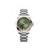montre Longines avec un boîtier en or rose sur acier, un cadran vert et un diamètre de 34 - thumb