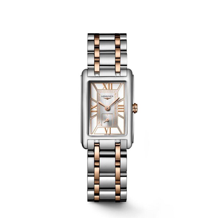 Longines horloge met een kast in staal, met een wijzerplaat in het wit en een diameter van 20,8 x 32