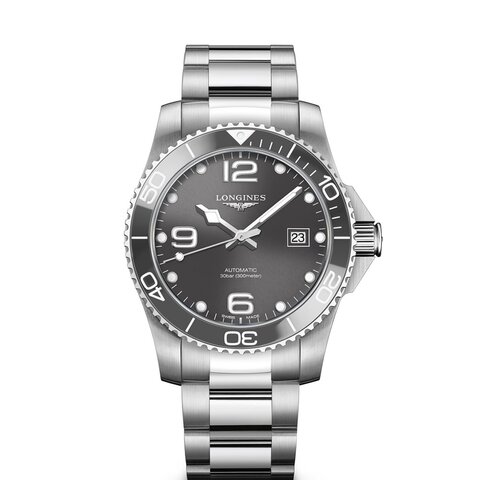 Longines horloge met een kast in staal, met een wijzerplaat in het grijs en een diameter van 41 mm