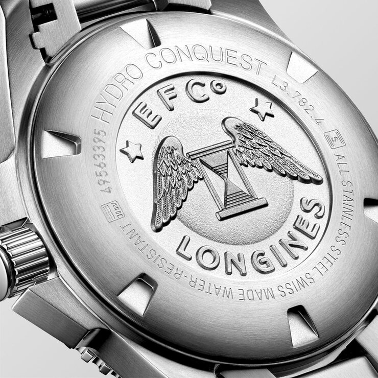 Longines horloge met een kast in staal, met een wijzerplaat in het grijs en een diameter van 43
