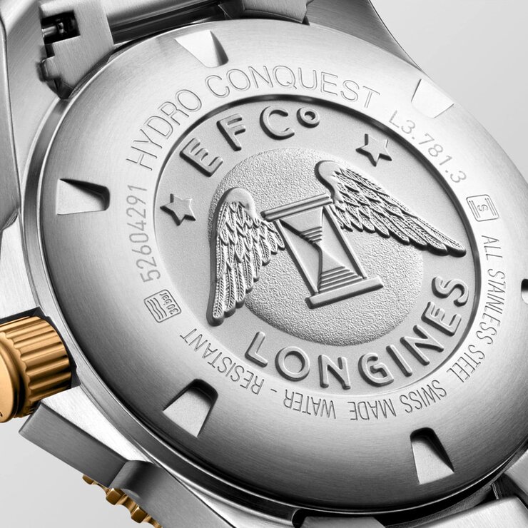 Longines horloge met een kast in staal, met een wijzerplaat in het blauw en een diameter van 41