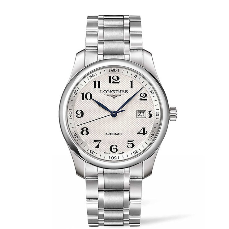 Longines horloge met een kast in staal, met een wijzerplaat in het wit en een diameter van 40