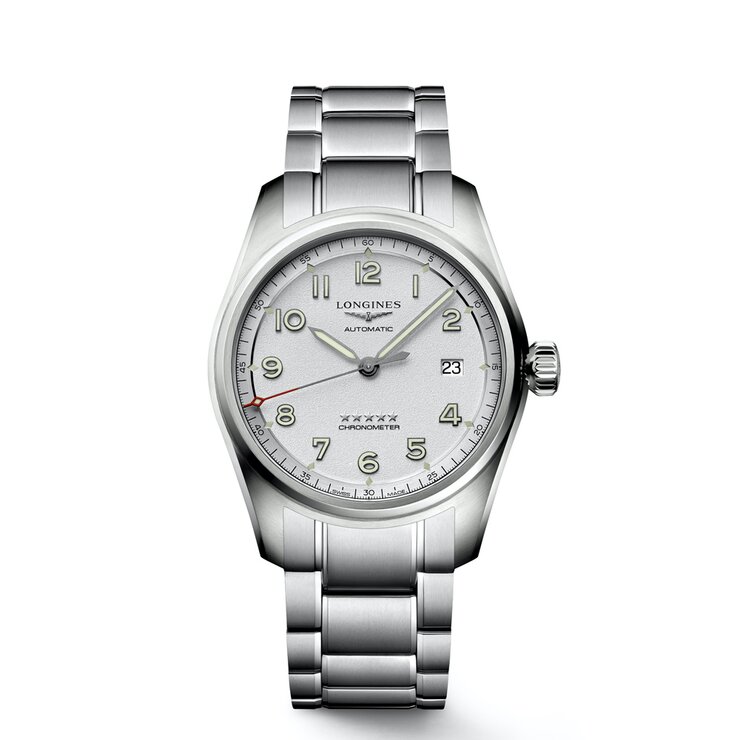 Longines horloge met een kast in staal, met een wijzerplaat in het zilver en een diameter van 40