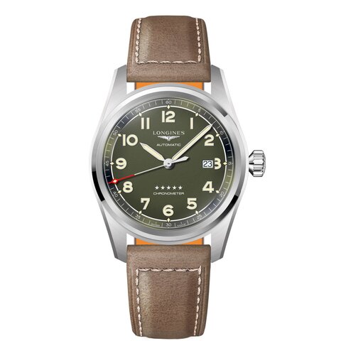 montre Longines avec un boîtier en acier, un cadran vert et un diamètre de 42 mm