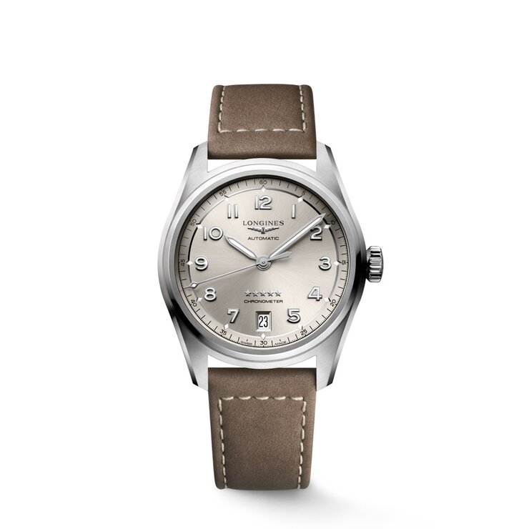 Longines horloge met een kast in staal, met een wijzerplaat in het beige en een diameter van 37
