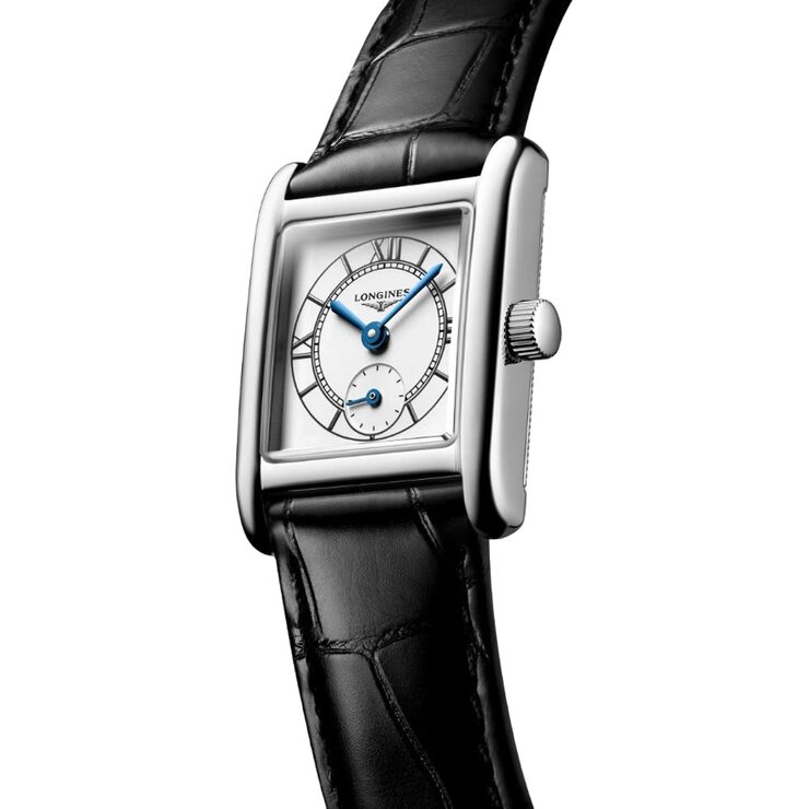 Longines horloge met een kast in staal en een wijzerplaat in het wit