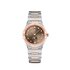 Omega horloge met een kast in rosé goud op staal, met een wijzerplaat in het bruin met briljant en een diameter van 34 - thumb