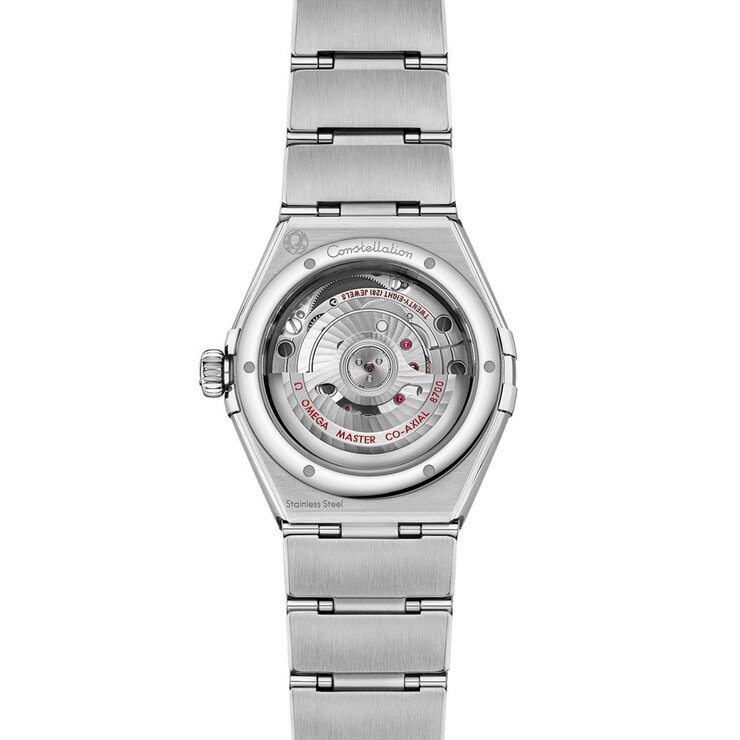 Omega horloge met een kast in staal, met een wijzerplaat in het parelmoer met  briljant en een diameter van 29 mm
