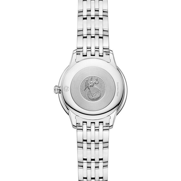 Omega horloge met een kast in staal, met een wijzerplaat in het parelmoer en een diameter van 30 mm