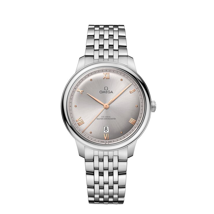 Omega horloge met een kast in staal, met een wijzerplaat in het zilver en een diameter van 40