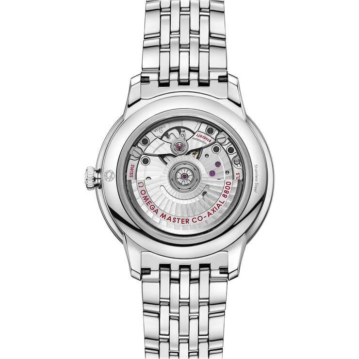 Omega horloge met een kast in staal, met een wijzerplaat in het zilver en een diameter van 40