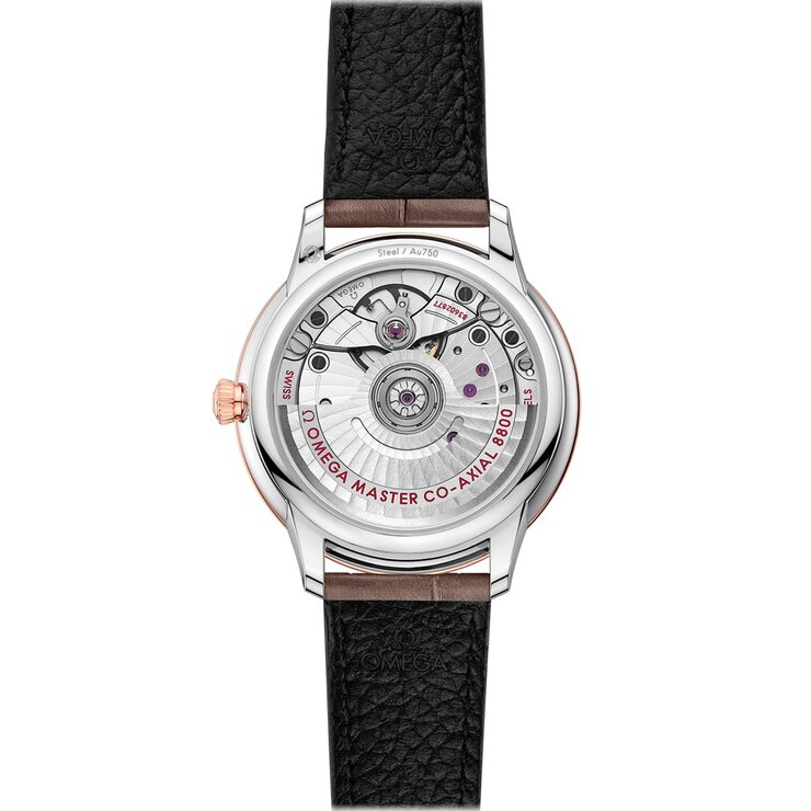 Omega horloge met een kast in staal, met een wijzerplaat in het beige+briljant en een diameter van 34