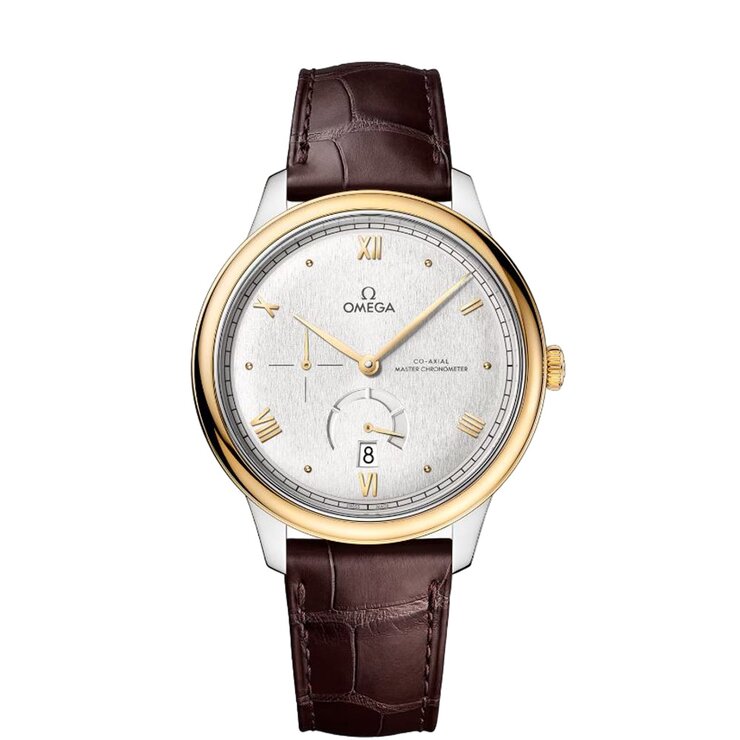 Omega horloge met een kast in staal, met een wijzerplaat in het beige en een diameter van 41
