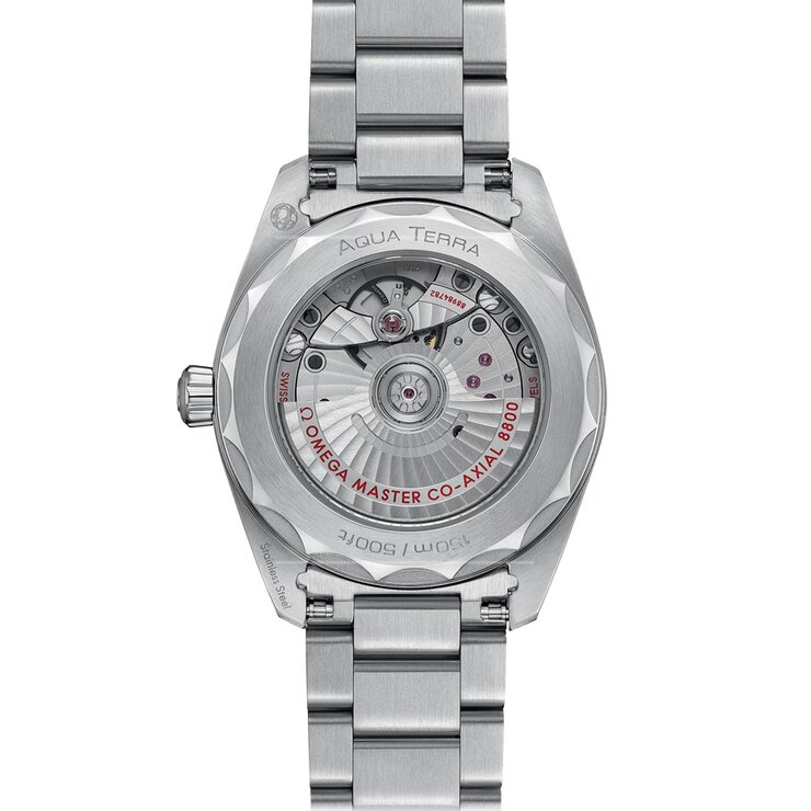 montre Omega avec un boîtier en acier, un cadran bleu et un diamètre de 38