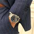 Omega horloge met een kast in staal, met een wijzerplaat in het blauw en een diameter van 42 - thumb