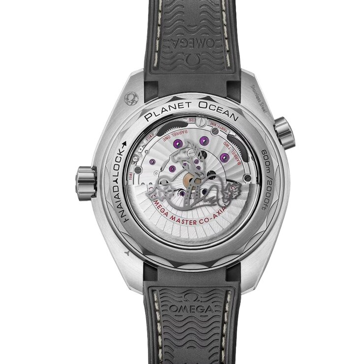 Omega horloge met een kast in staal, met een wijzerplaat in het grijs en een diameter van 43,5