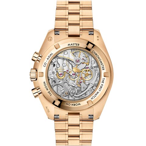 Omega horloge met een kast in geel goud, met een wijzerplaat in het groen en een diameter van 42 mm