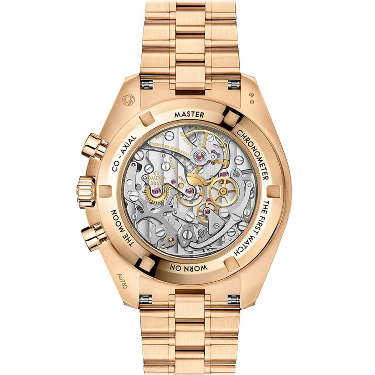 Omega horloge met een kast in geel goud, met een wijzerplaat in het groen en een diameter van 42 mm