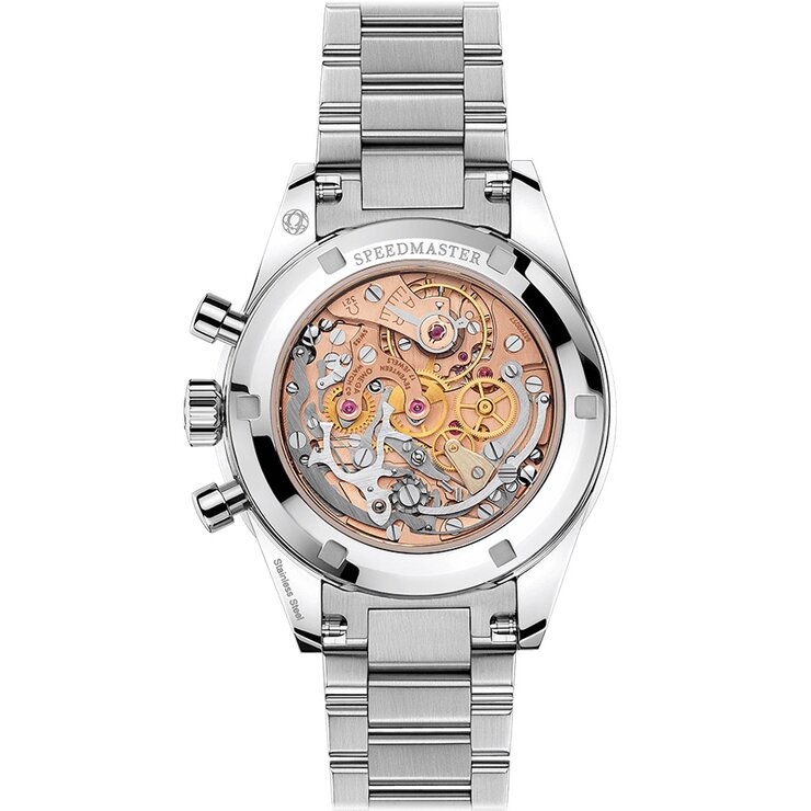 Omega horloge met een kast in staal, met een wijzerplaat in het zwart en een diameter van 39,7