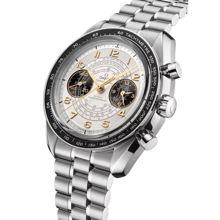 Omega horloge met een kast in staal, met een wijzerplaat in het zilver en een diameter van 43 mm